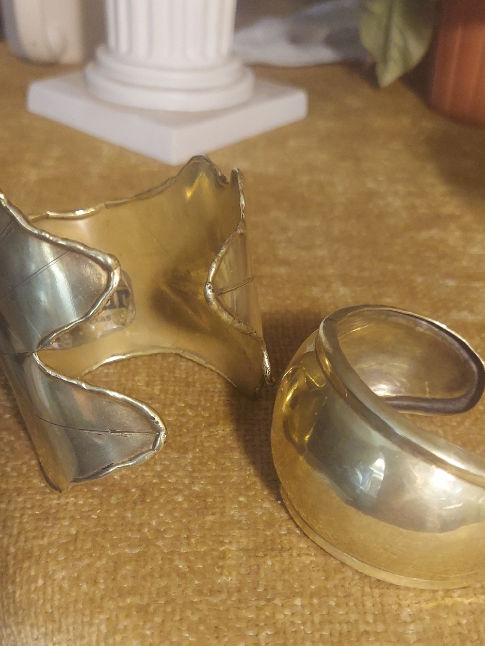 Set Of Two Polish Brass Cuff Bracelets